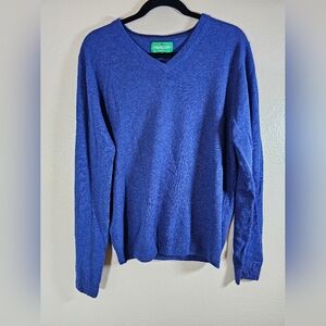 Emerald Style Irish Lambswool Sweater Mens Med Blue Pullover
